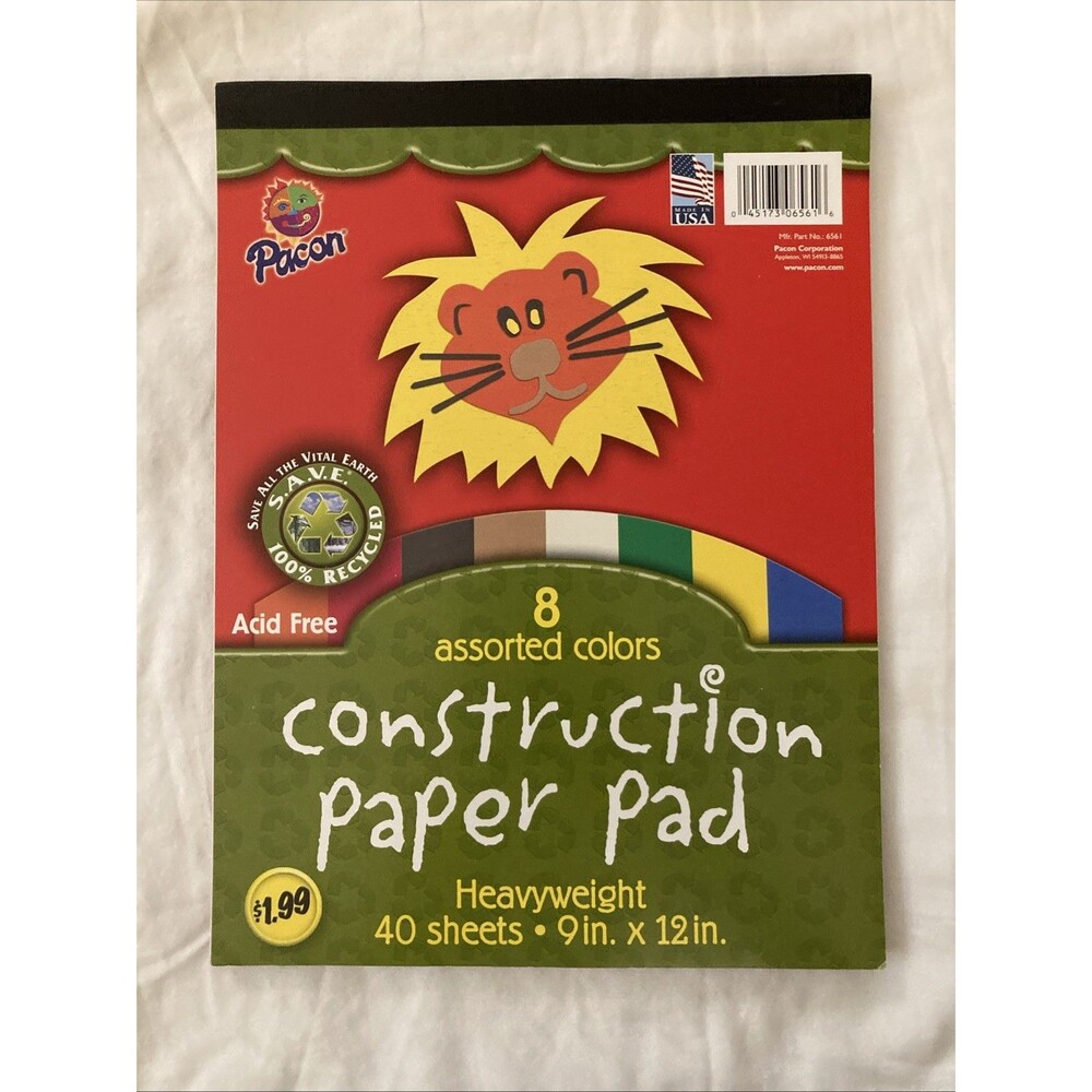 8 Assorted Colors Construction Paper Pad | Only Includes 29 Of The 40 Sheets
